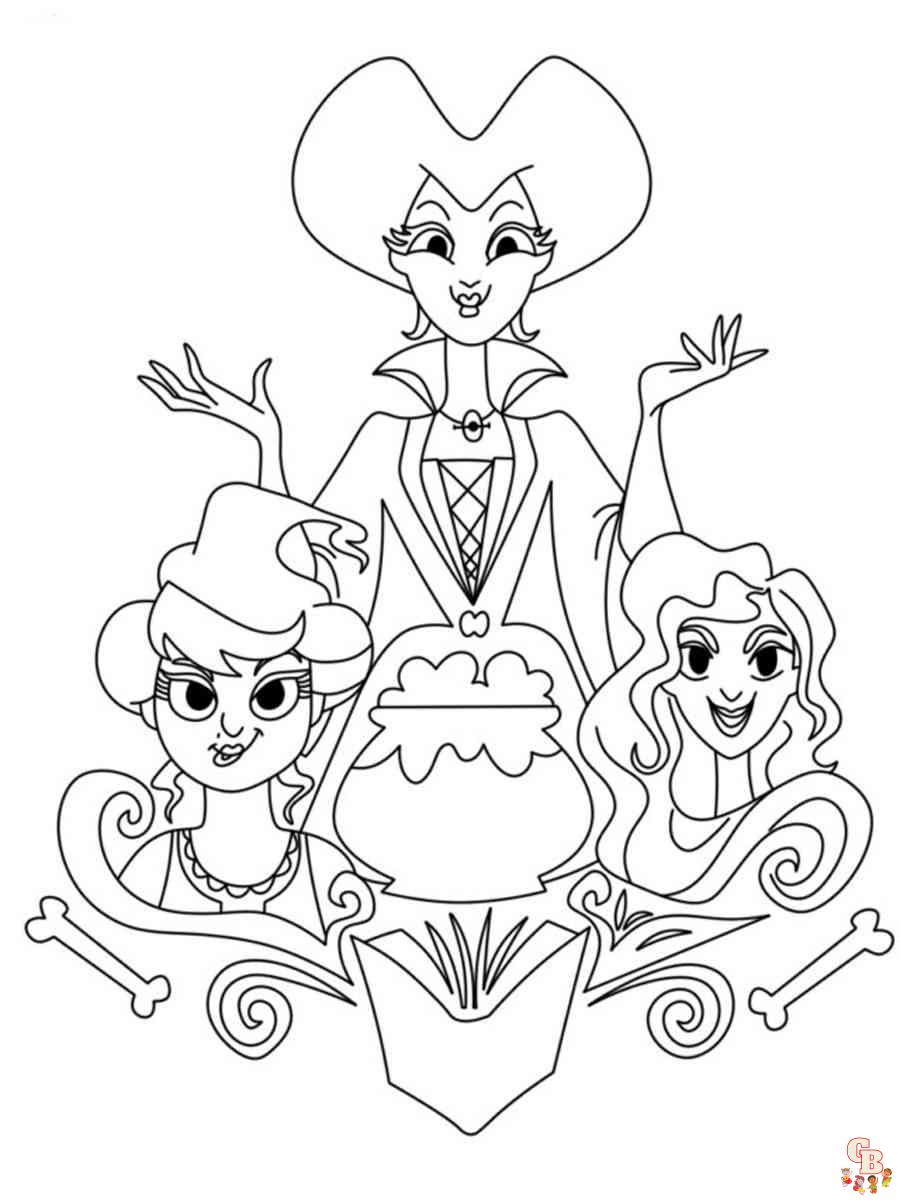 Hocus pocus coloring pages free printable sheets