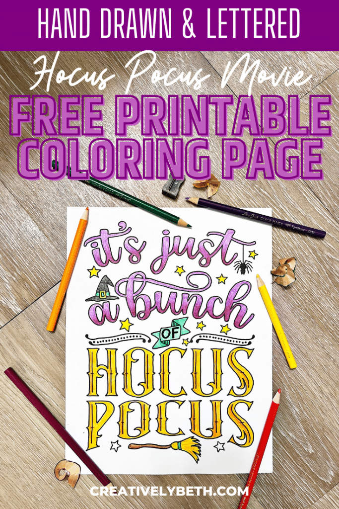 Hocus pocus craft free printable coloring page