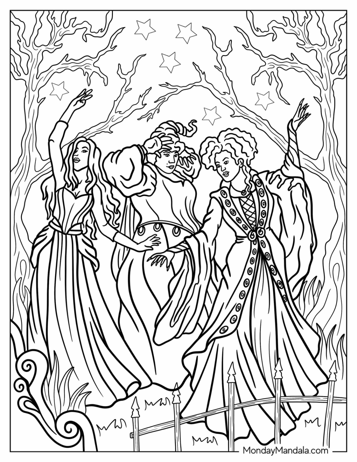 Hocus pocus coloring pages free pdf printables