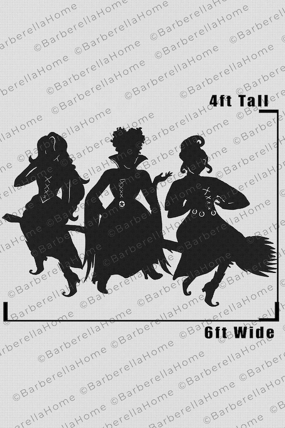 Ft sanderson sistershocus pocus witches template when made printable trace and cut halloween silhouette decor templates stencils pdf