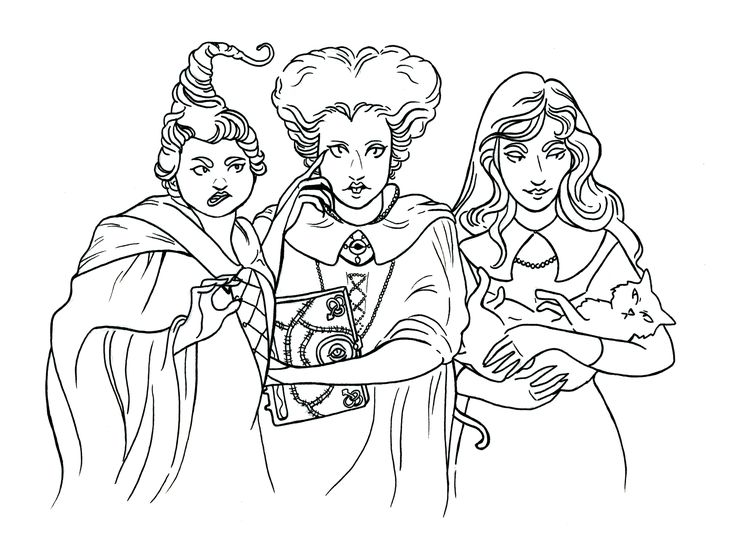 Hocus pocus line by ghoulsandgals on deviantart disney coloring pages witch coloring pages free halloween coloring pages