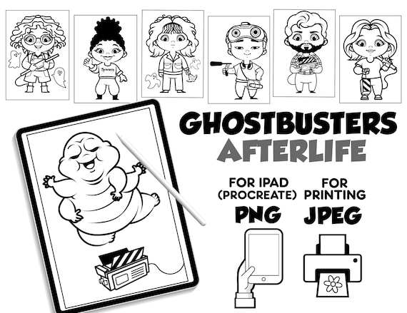 Ghostbusters afterlife coloring pages digital download coloring pages for procreatecoloring book for kids for ipad ghostbusters printable