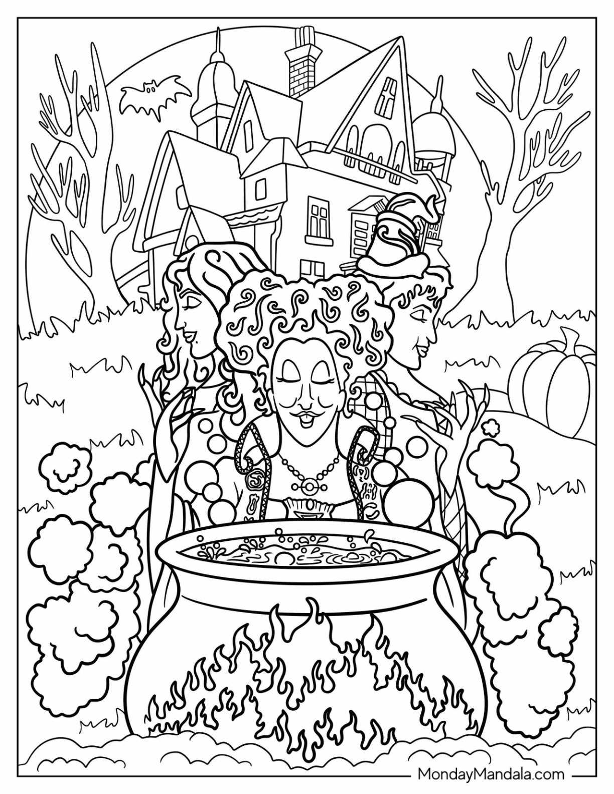 Hocus pocus coloring pages free pdf printables