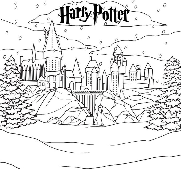 Harry potter hogwarts castle in winter coloring page harry potter colors harry potter castle harry potter hogwarts castle