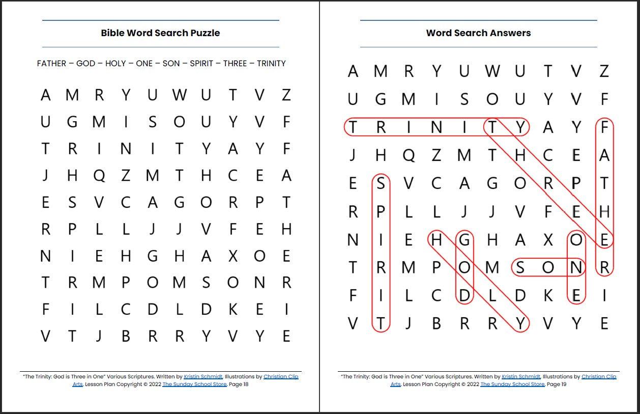 The trinity god is three in one printable bible lesson sunday scho