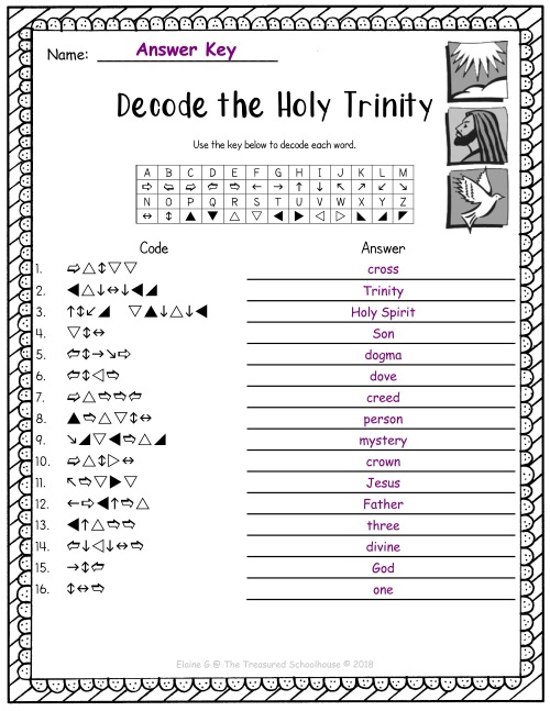 The holy trinity worksheet activity pack made by teachers