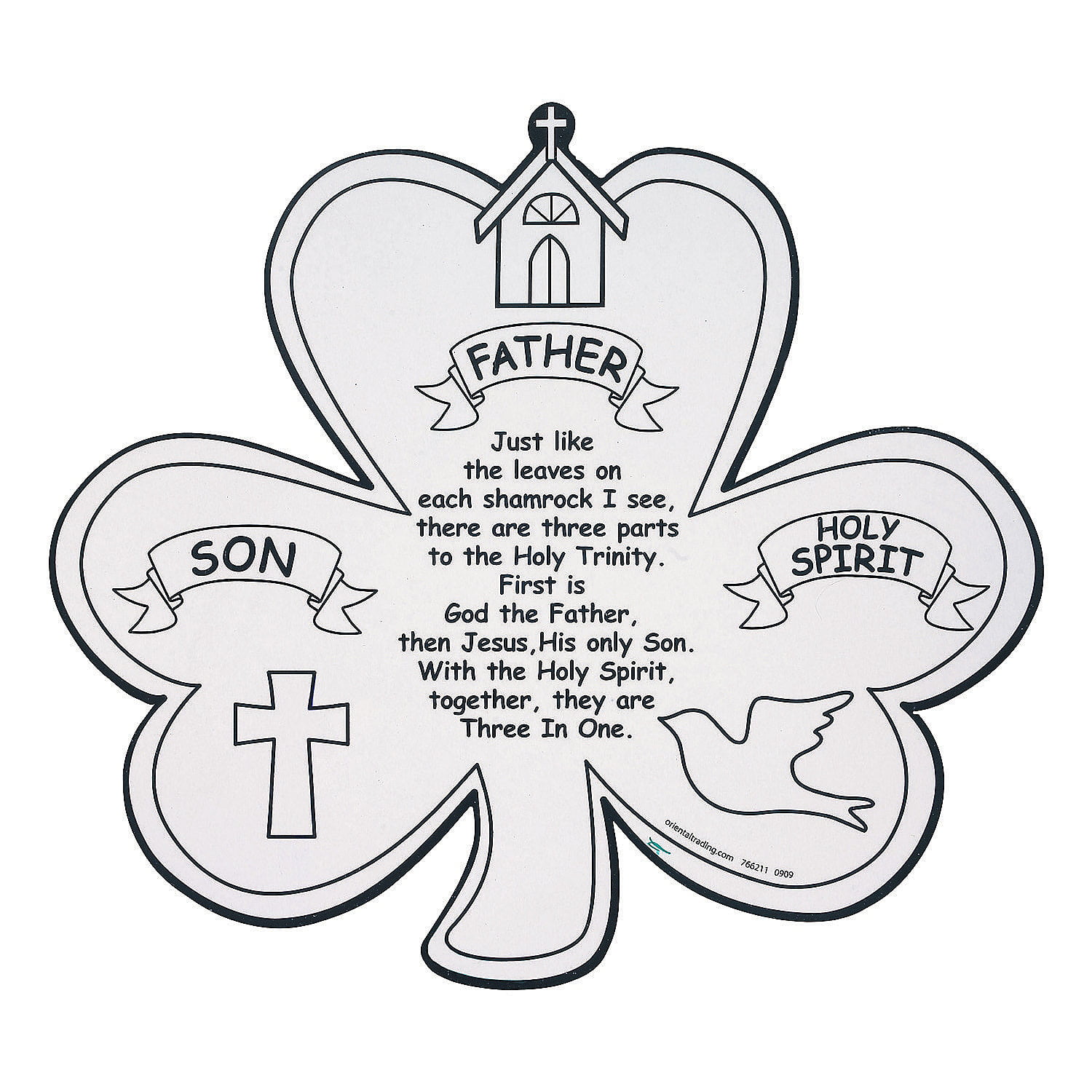 Color your own shamrock trinity cut out