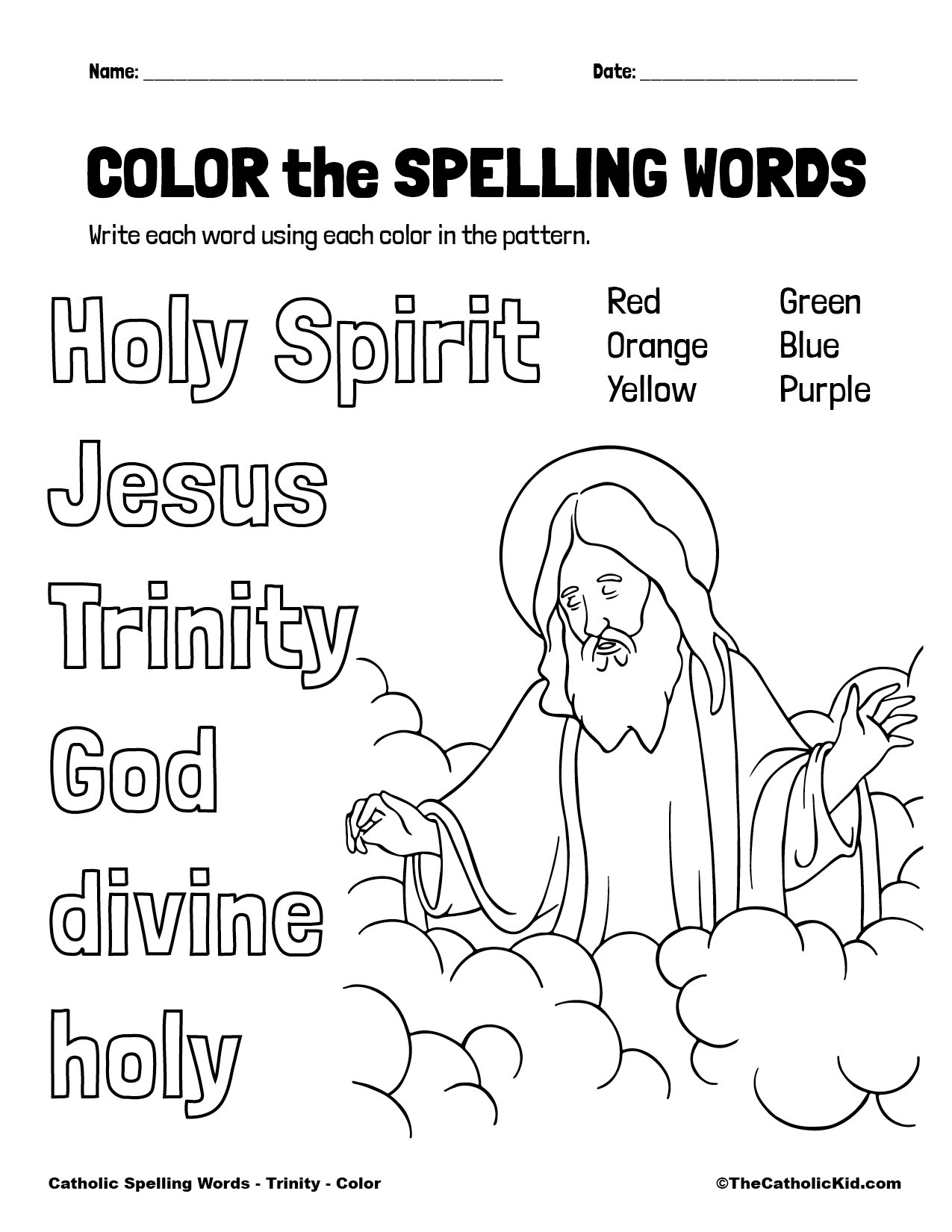 Catholic spelling vocabulary words trinity worksheets