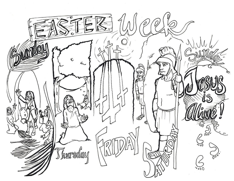 Easter week bible coloring page