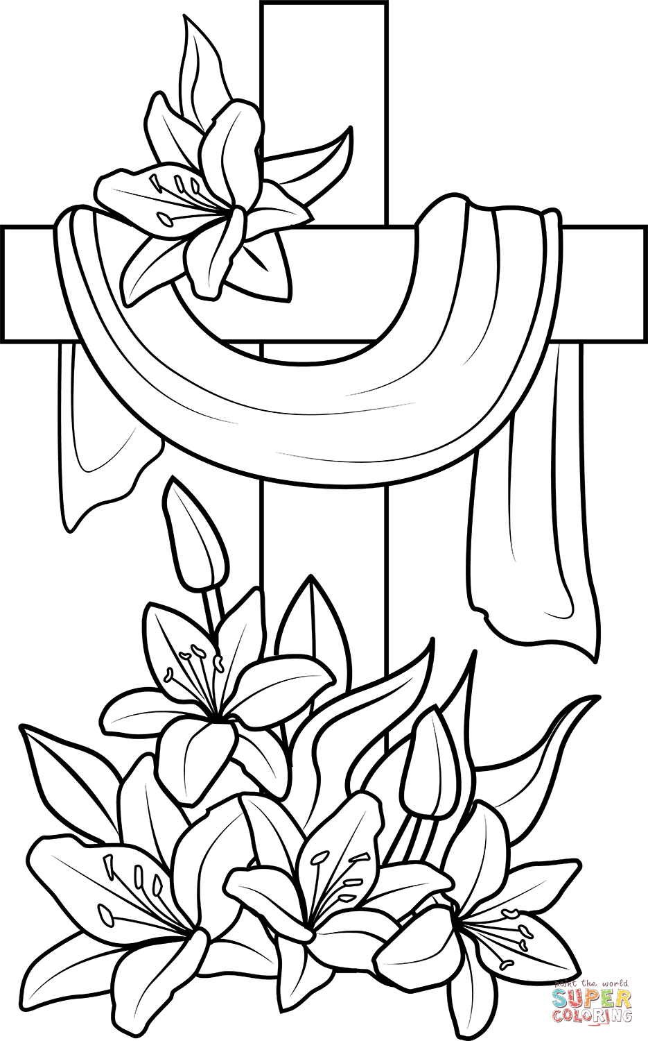 Easter cross coloring page free printable coloring pages