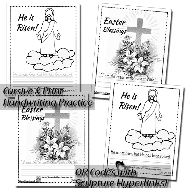 Easter coloring pages and handwriting practice