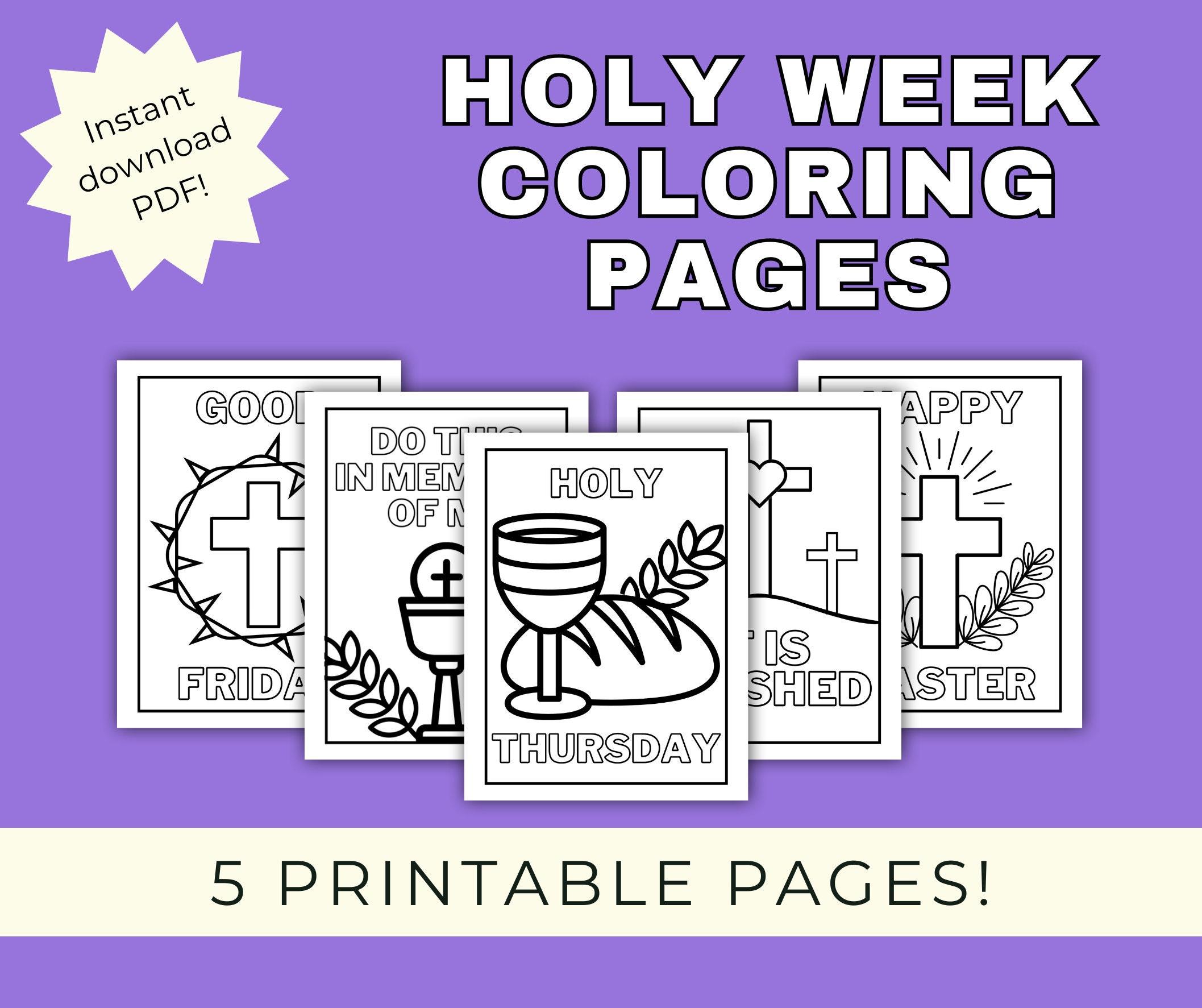 Holy week religious christian easter printable coloring pages for kids holy thursday good friday