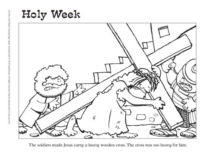 Holy week coloring activity pages for families