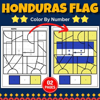 Honduras flag color by number coloring page