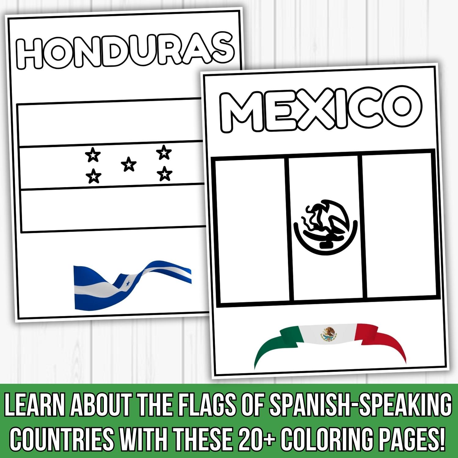 Hispanic countries flags coloring pages to learn about hispanic culture made by teachers