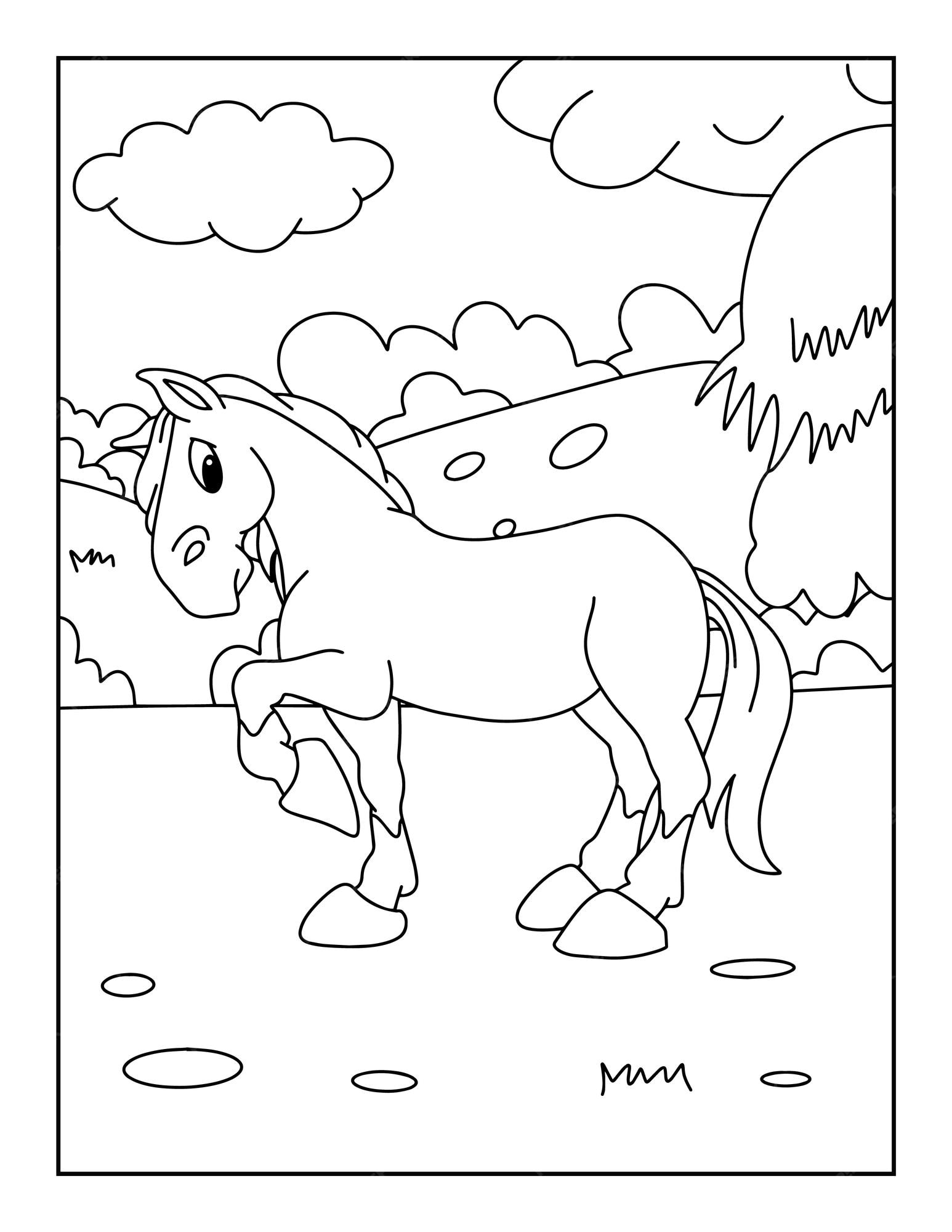 Premium vector printable horse coloring pages for kids