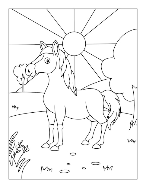 Premium vector printable horse coloring pages for kids