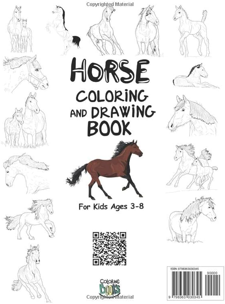 Horse coloring and drawing book for kids ages