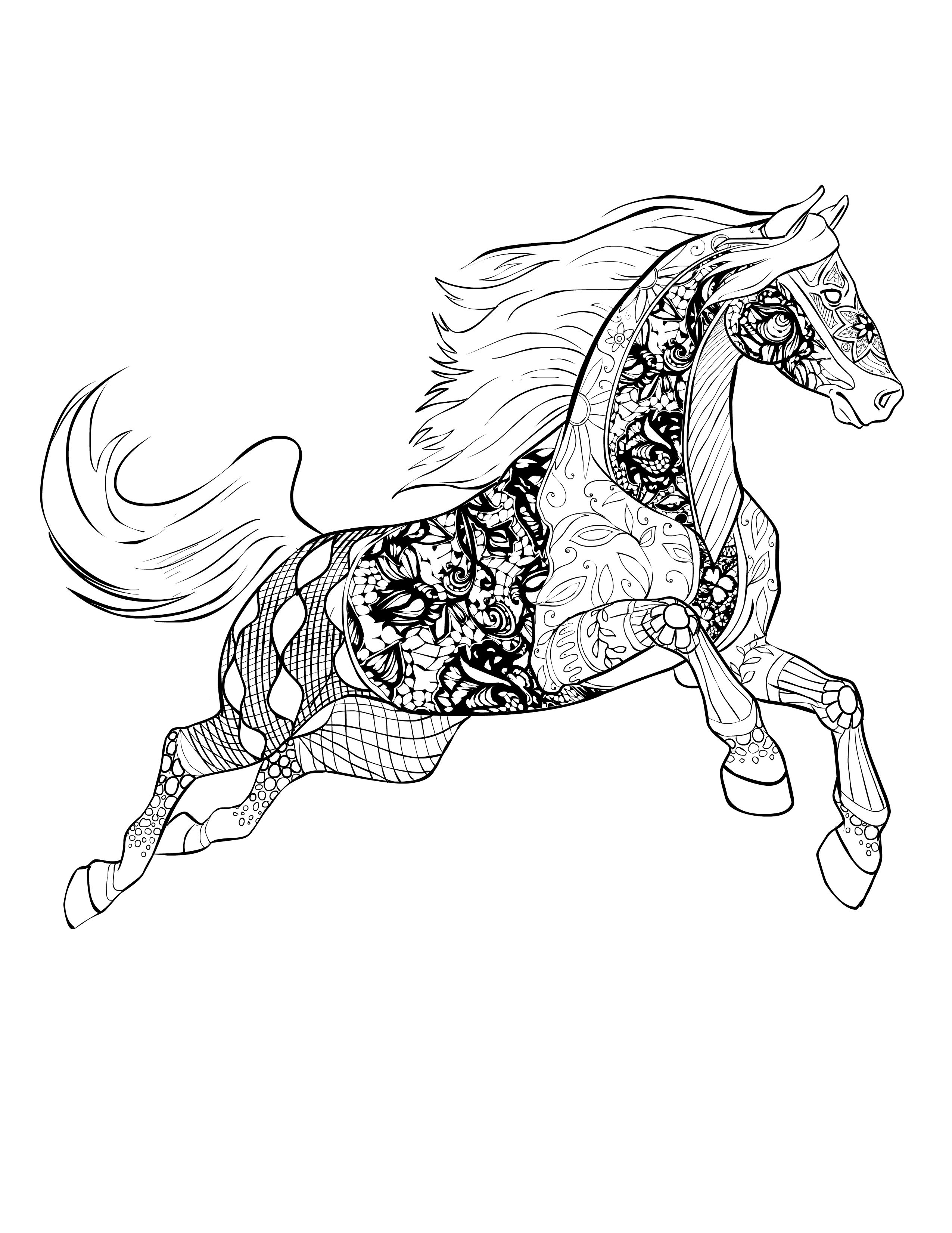 Horse coloring pages for adults