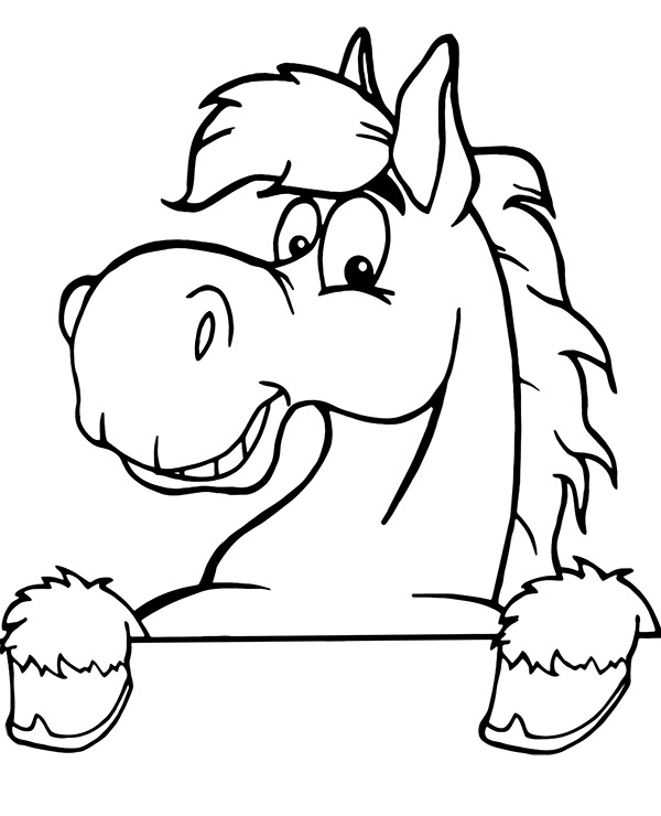 Funny horse head coloring page