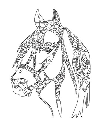 Free printable fun intricate mandala horse head adult coloring page coloring for healing