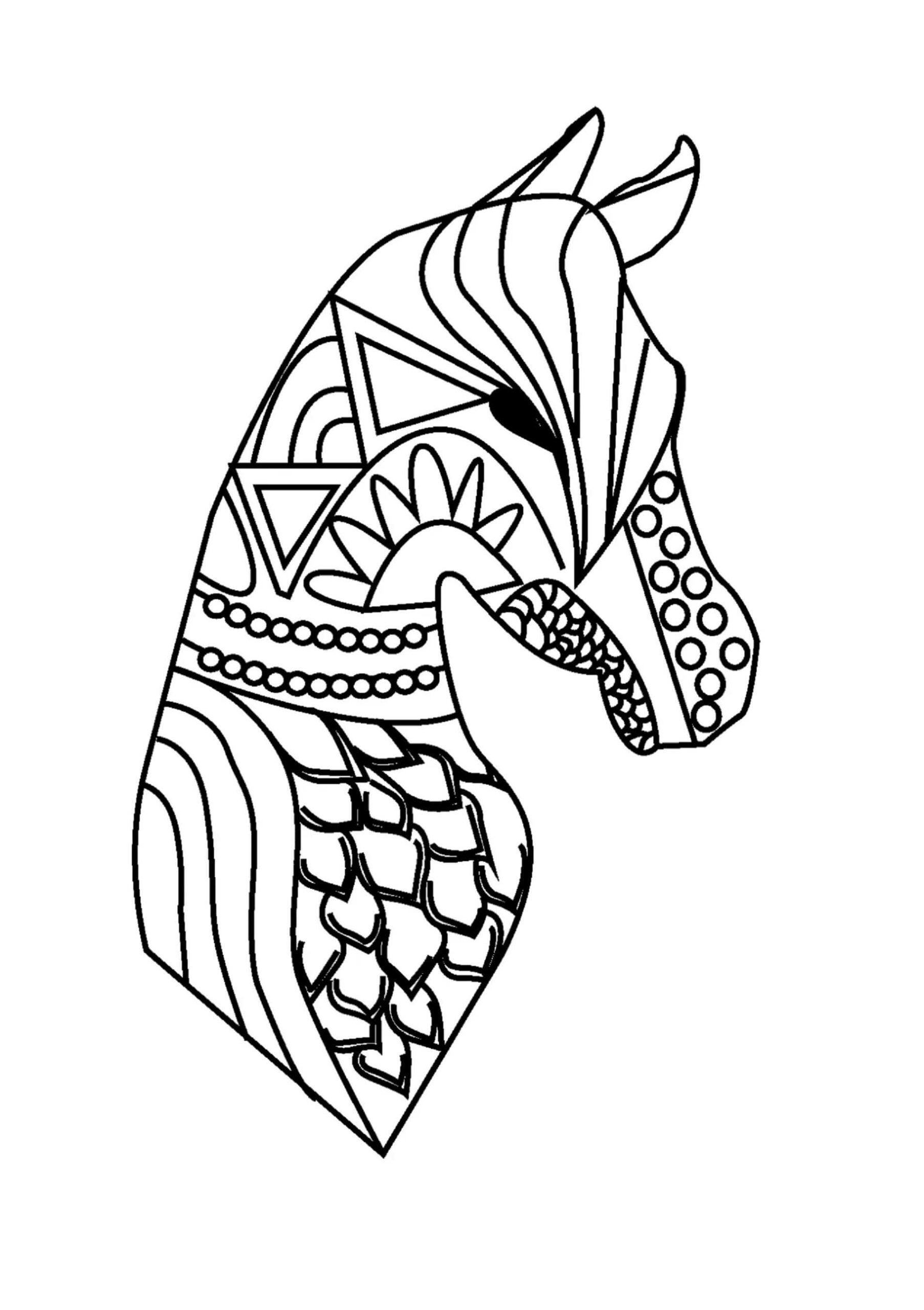 Horse head mandala coloring page