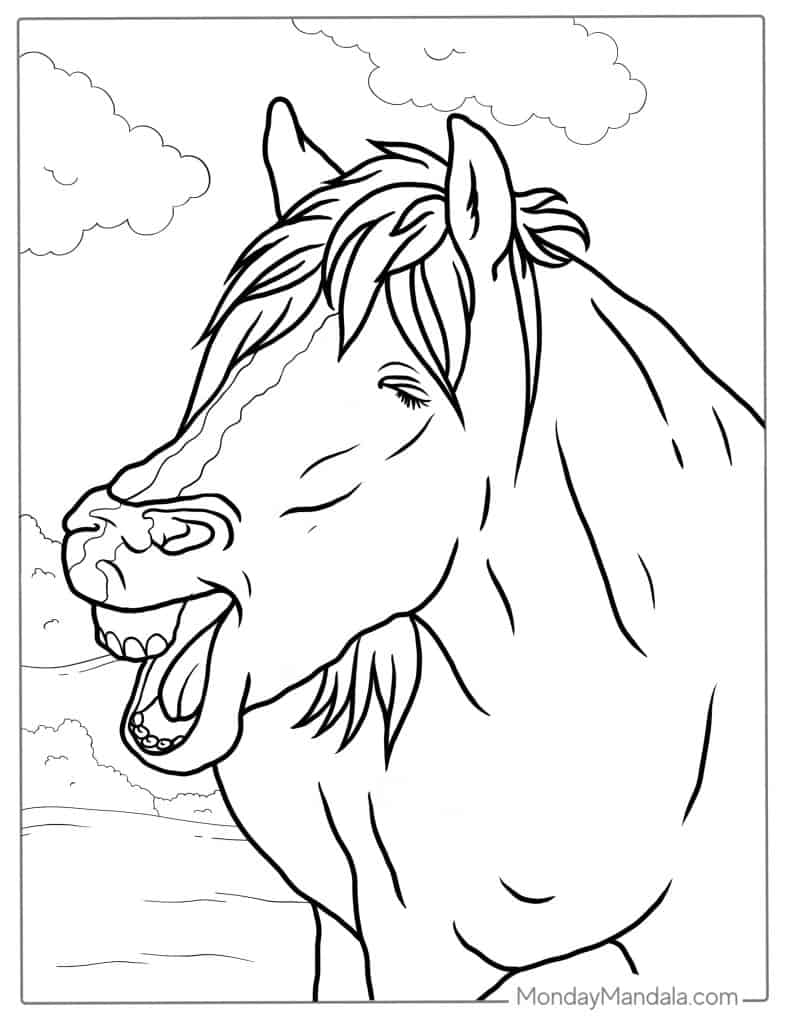 Horse coloring pages free pdf printables