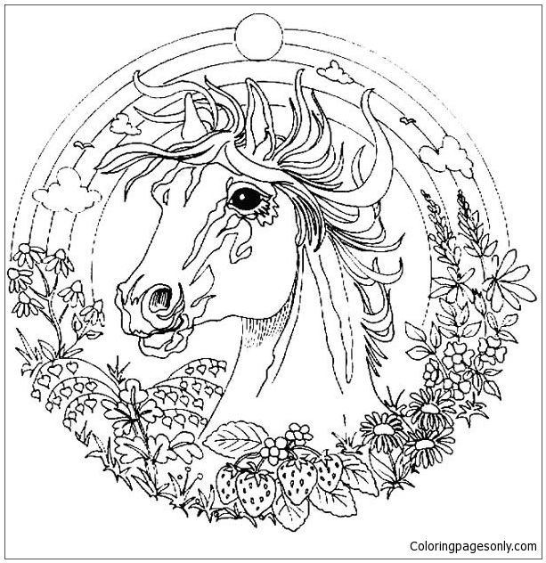 Horse mandala coloring pages