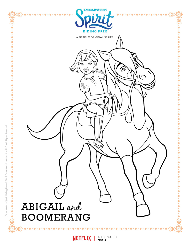 Spirit riding free coloring pages