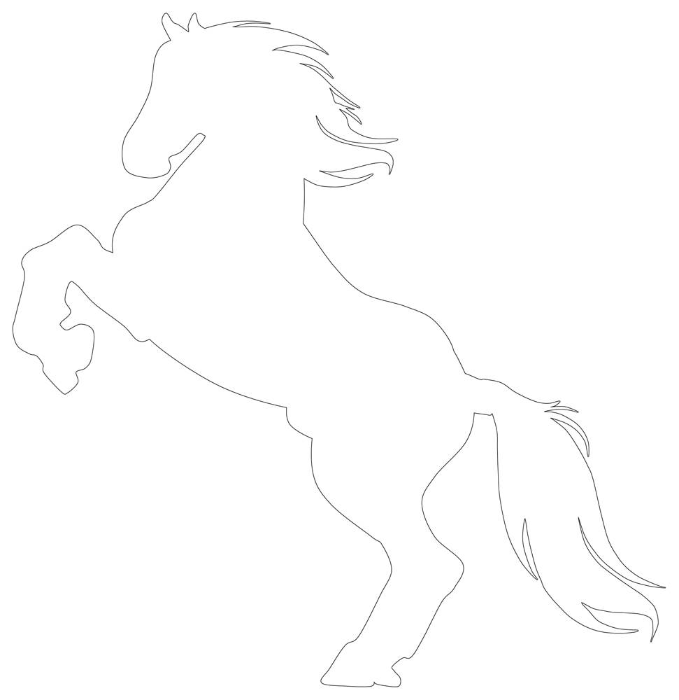 Horse airs template free printable coloring page