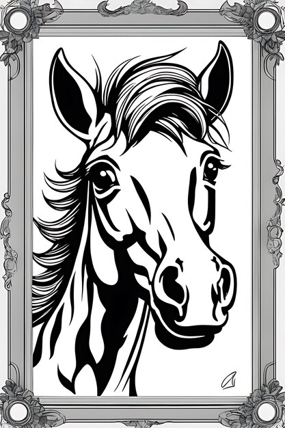 Page outline horse head drawing images