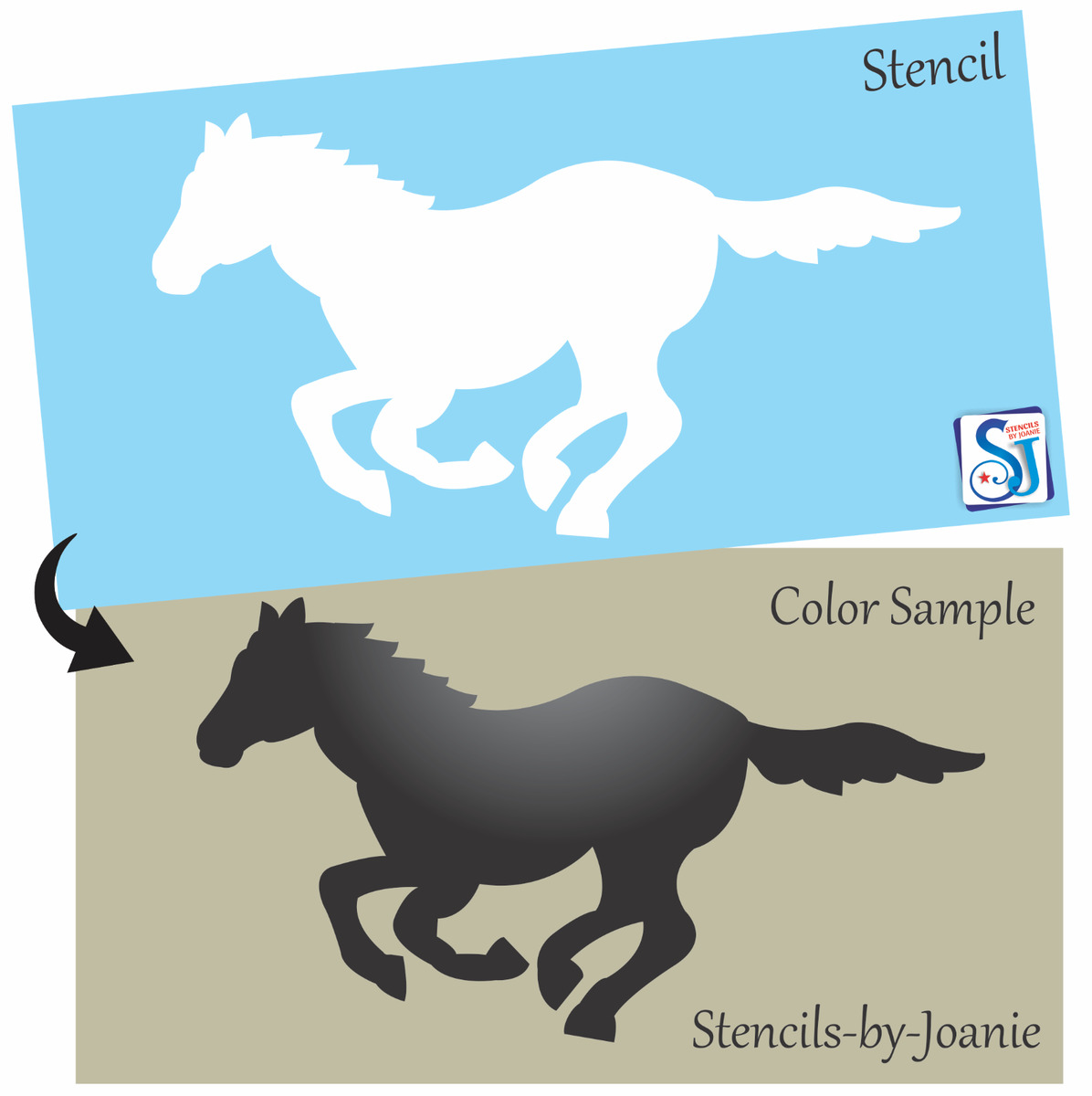 Galloping horse stencil running wild mustang pony cowboy western rodeo diy art