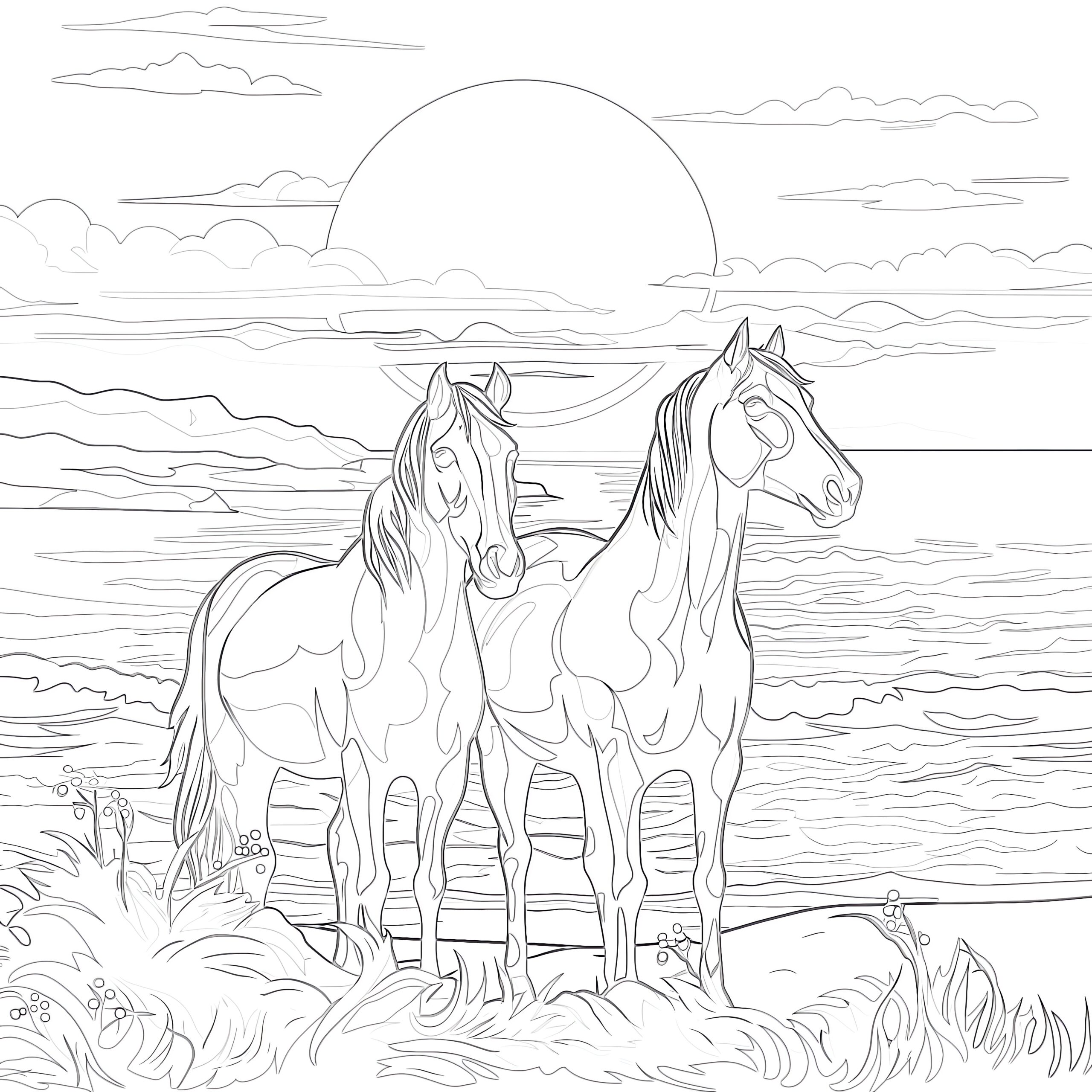 Horses coloring page coloring pages mimi panda