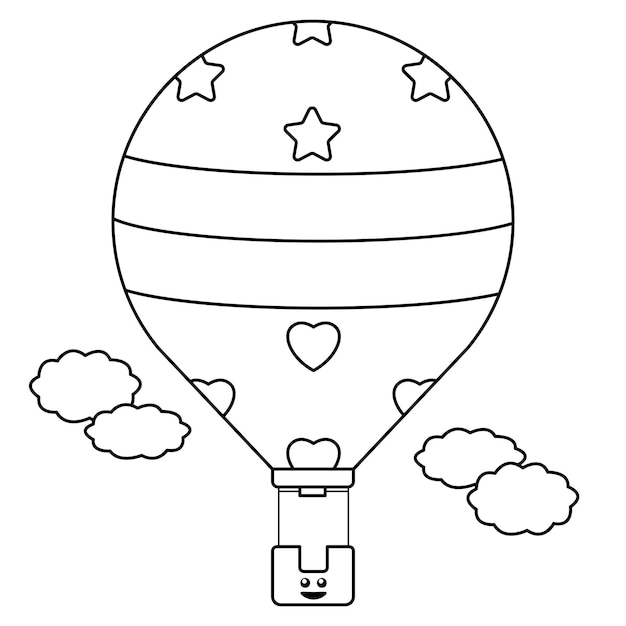 Premium vector hot air balloon coloring sheet suitable for preschool education