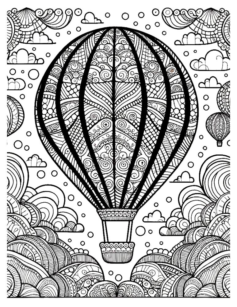 Free printable hot air balloon coloring pages