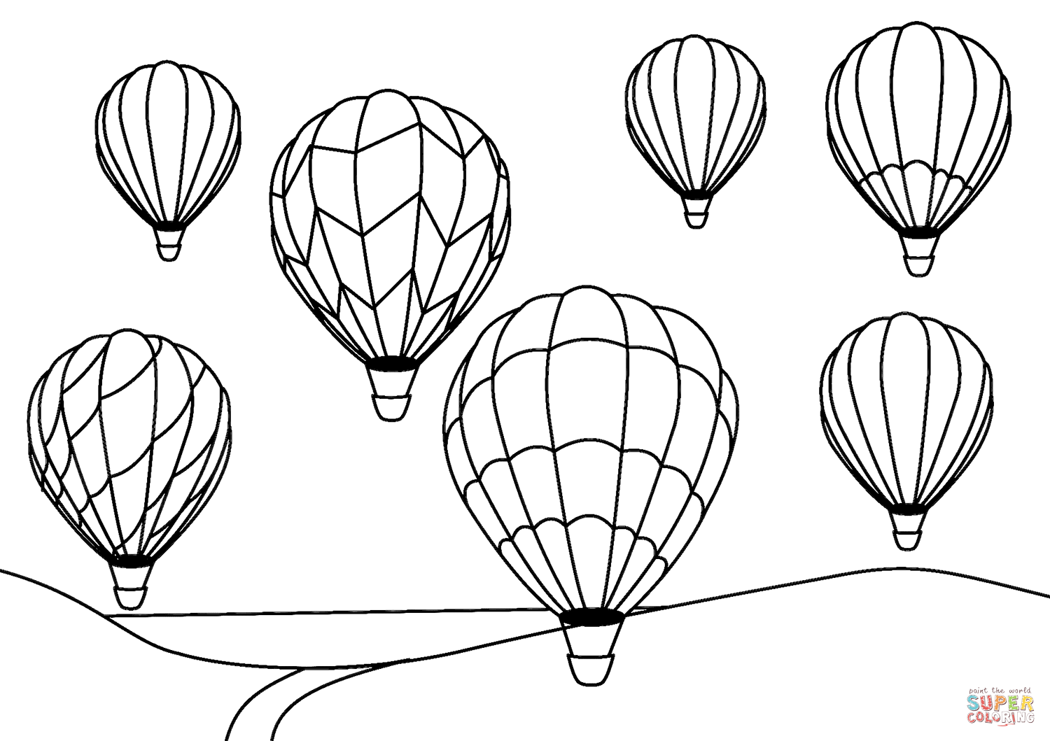 Hot air balloons coloring page free printable coloring pages