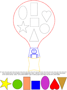 Hot air balloon colors and shapes preschool printable activity and craft