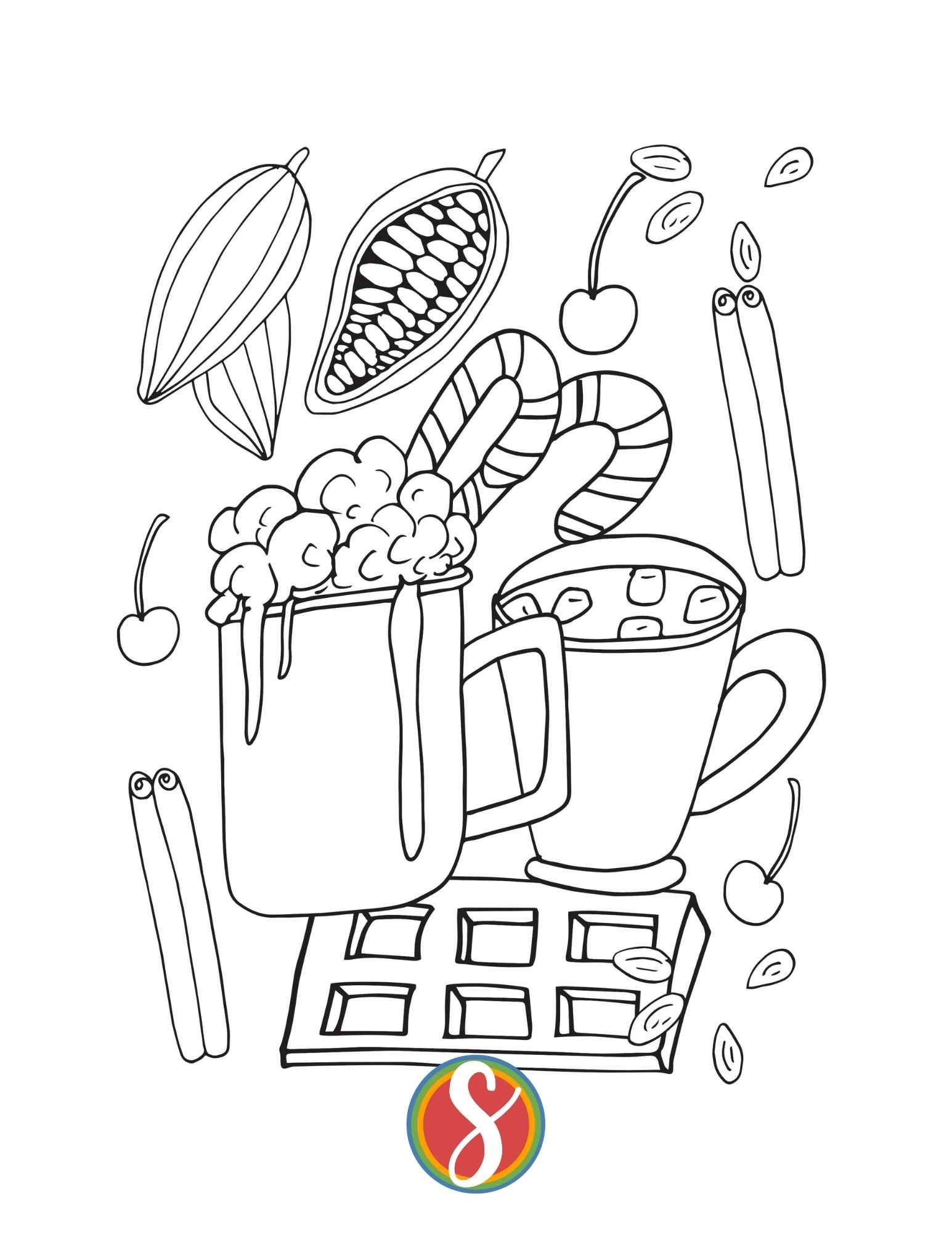 Free hot cocoa coloring pages â stevie doodles