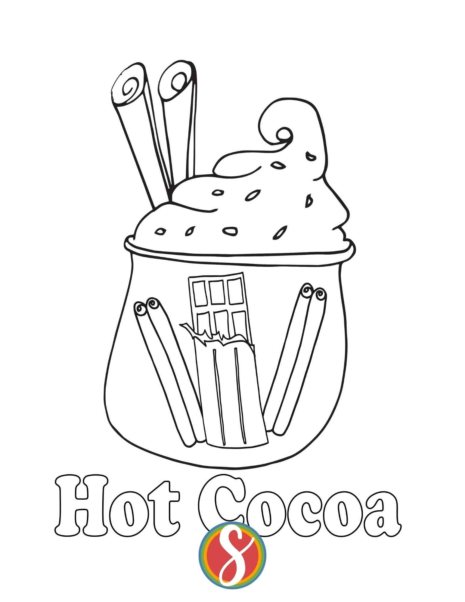 Free hot cocoa coloring pages â stevie doodles