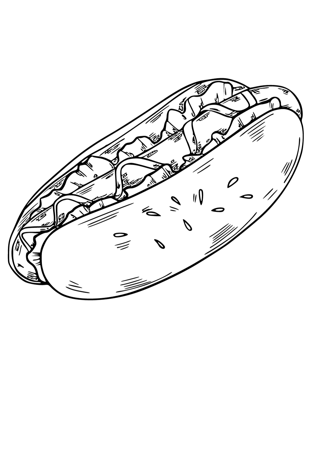 Free printable hot dog d coloring page for adults and kids