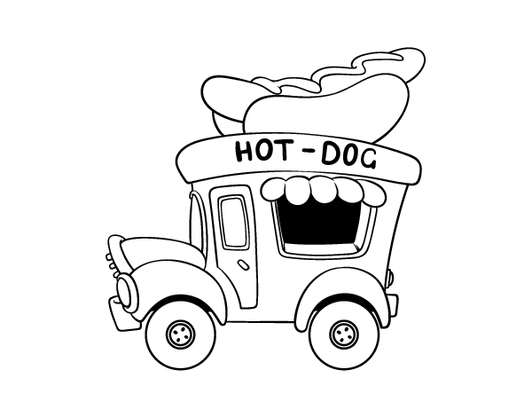 Hot dog food truck coloring page