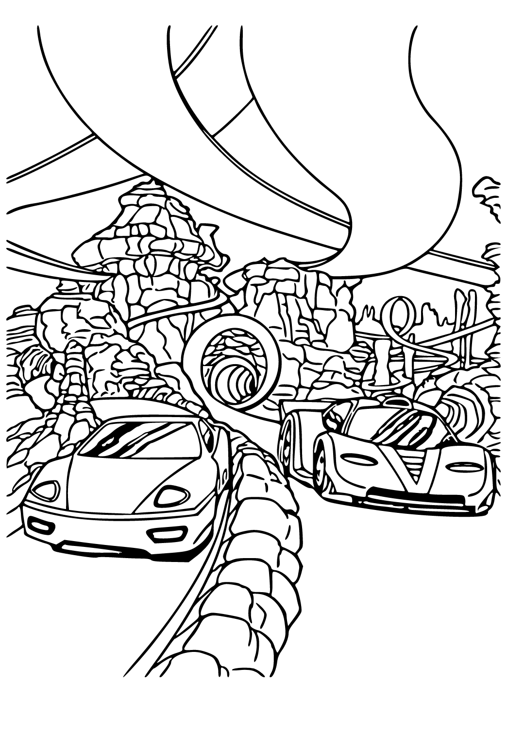 Free printable hot wheels race coloring page for adults and kids