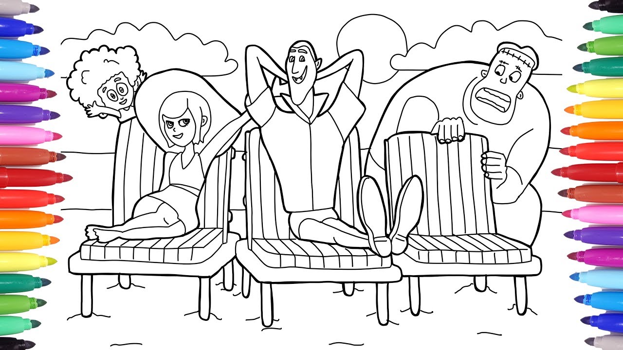 Hotel transylvania suer vacation drac and avis beach vacation coloring pages