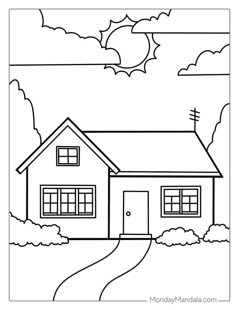 House coloring pages free pdf printables