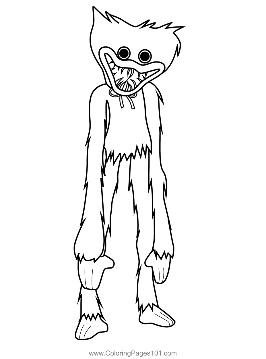 Huggy wuggy aggressive coloring page for kids