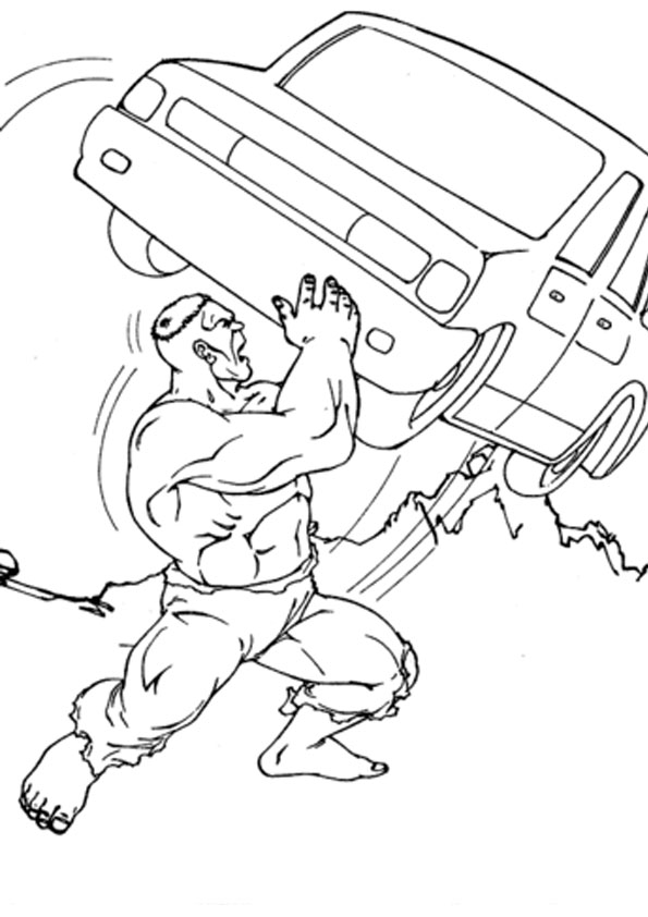 Coloring pages hulk lifting car