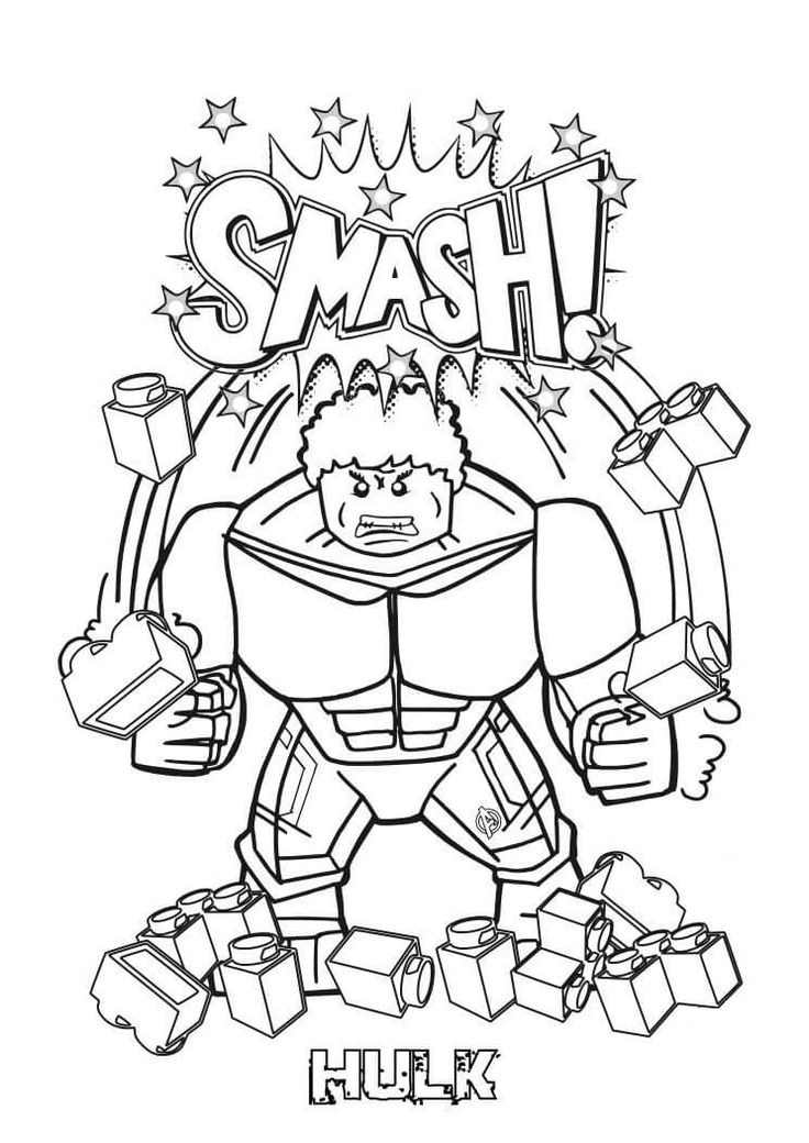 Angry lego hulk coloring page