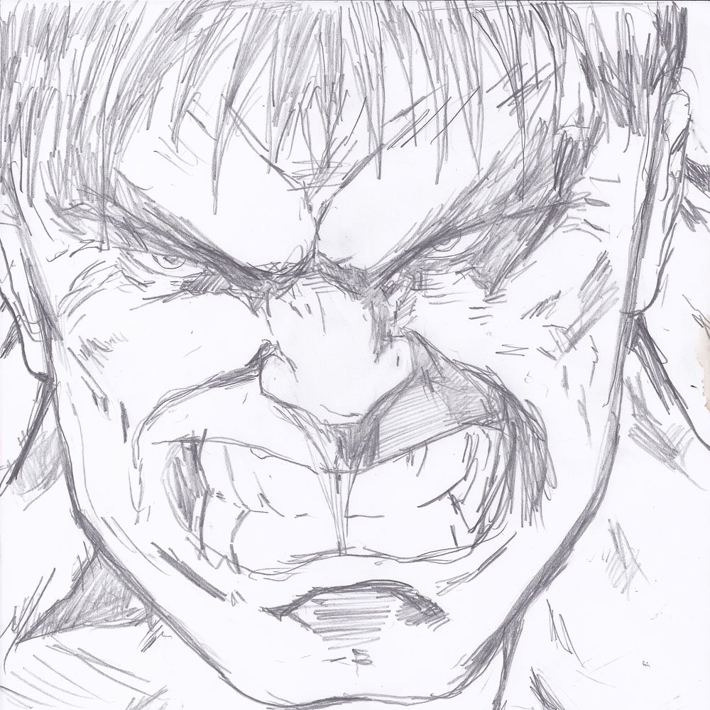 Hulk face closeup sketch