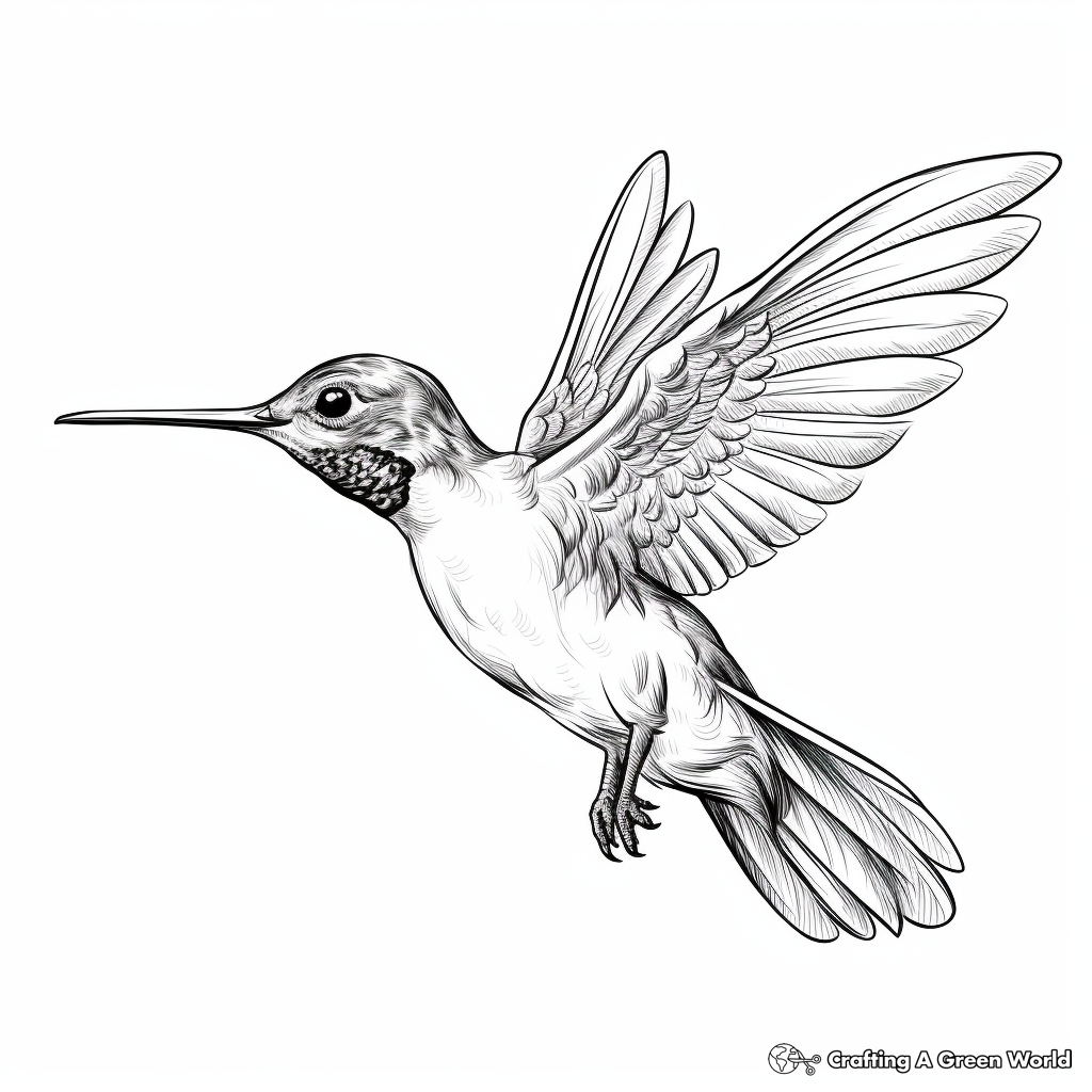 Realistic hummingbird coloring pages