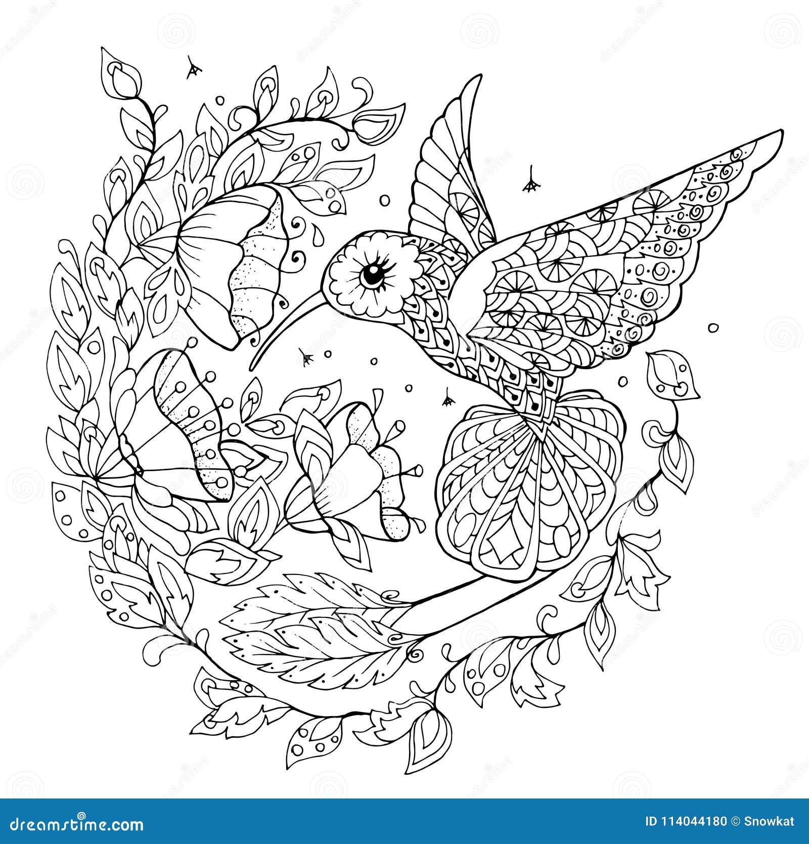 Hummingbird coloring book stock vector illustration of forest